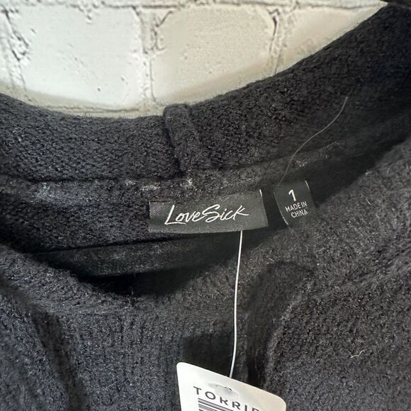 LoveSick Drop Shoulder Relaxed Fit Sweater Hoodie - Hell Yeah Black size 1 - Picture 3 of 5